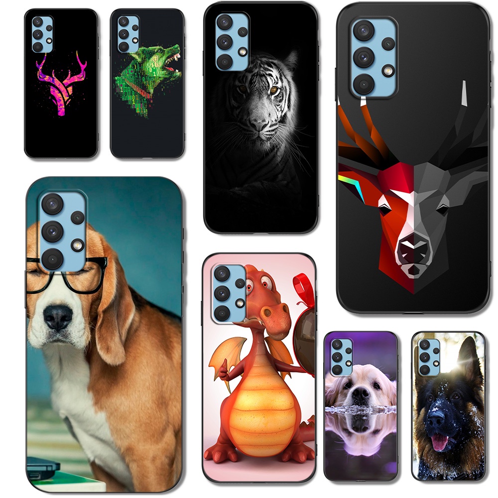 Capa Traseira Para Samsung Galaxy A52 A52S 5G 4G Cão Tigre De Veado Preto Tpu Animal