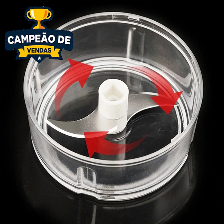 Mini Processador 2 Lâminas de Alimentos Manual Triturador