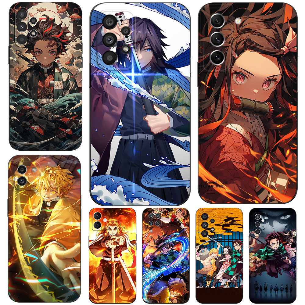 Estojo Para Samsung Galaxy S22 Plus Ultra S22 5G A13 4G LTE 5G A04S Capa Traseira Do Telefone Silicone Preto Tpu Demon Slayer Kawaii Anime