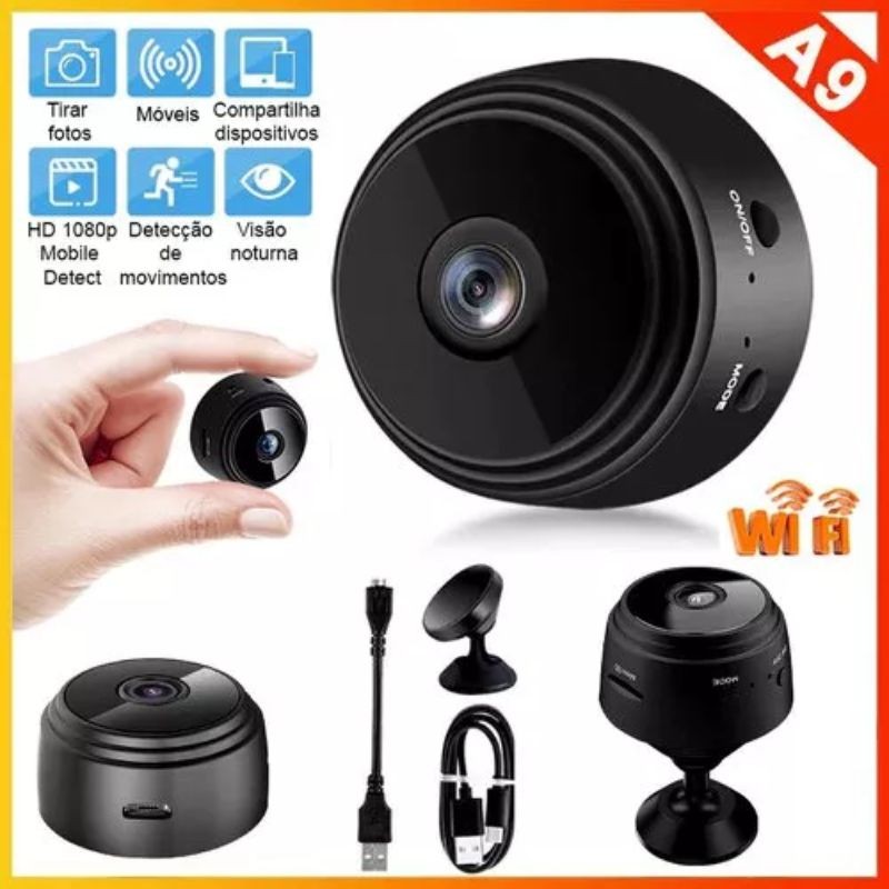 Mini Câmera Espiã A9 Wi-Fi Full HD – Segurança Discreta | Shopee Brasil