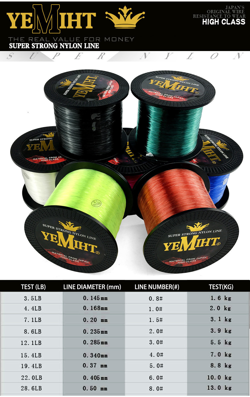 YIMETH 1000M/500M Linha De Pesca Em Nylon Super Strong Strength Lure ...