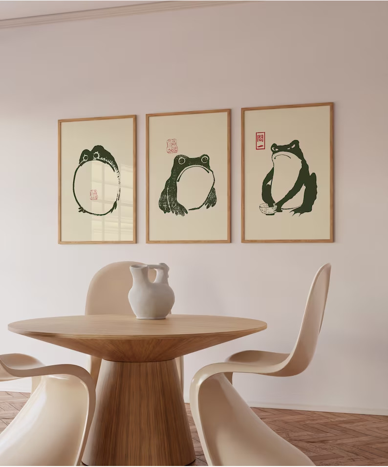 Japão Hajime Matsumoto Green Frog Wall Art Retro Trendy Ukiyo-e