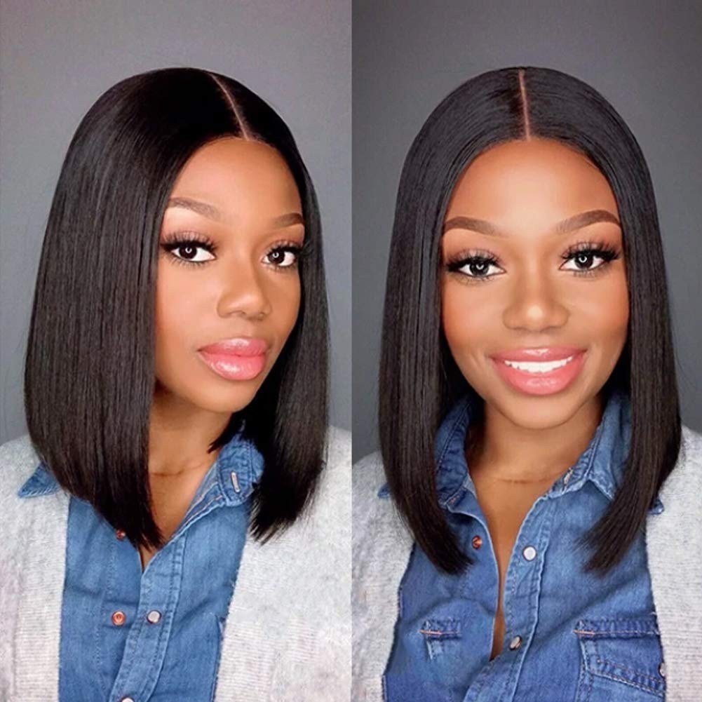 RAISING U Parte Peruca Bob Cabelo Humano Liso Perucas Para Mulheres ...