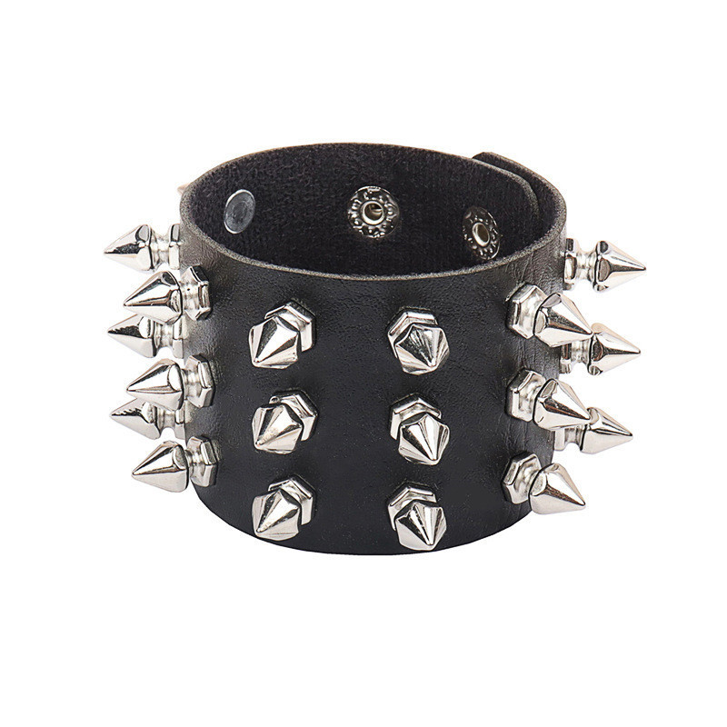 Pulseira Gótica Com Rebite Gótico Fivela Couro Pulseiras Para Homens ...