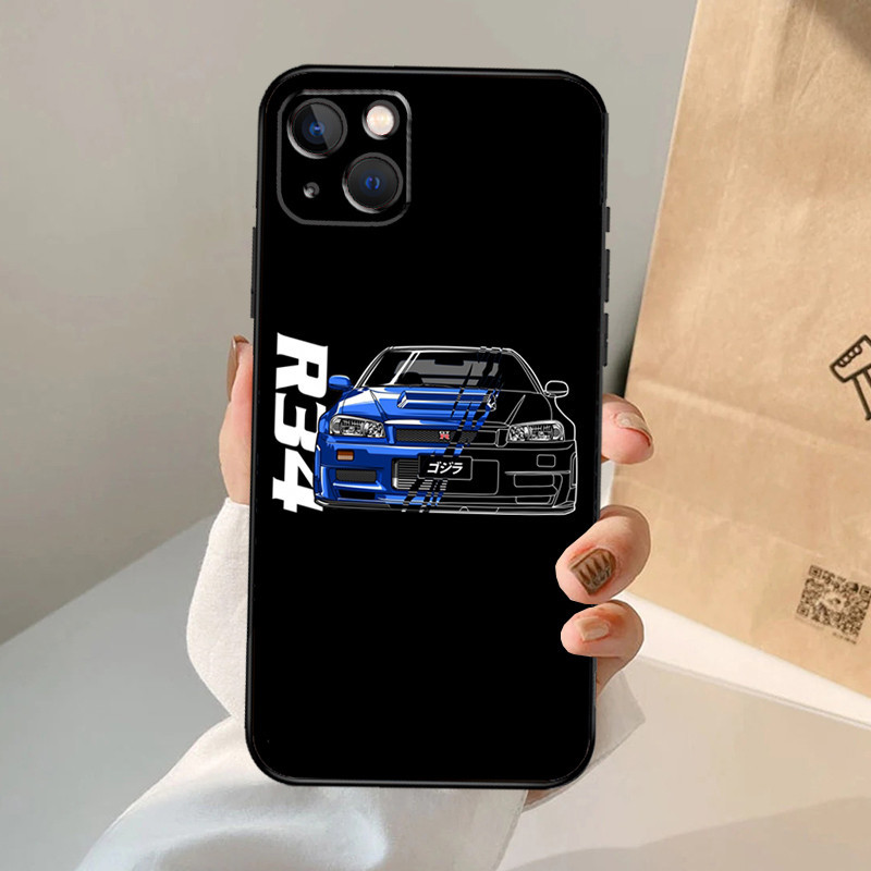 Caixa De Proteção Traseira Jrm Skyline Gtr R34 Para Iphone 15 14