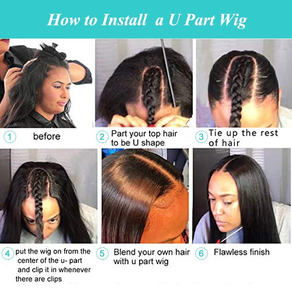 RAISING U Parte Peruca Bob Cabelo Humano Liso Perucas Para Mulheres ...