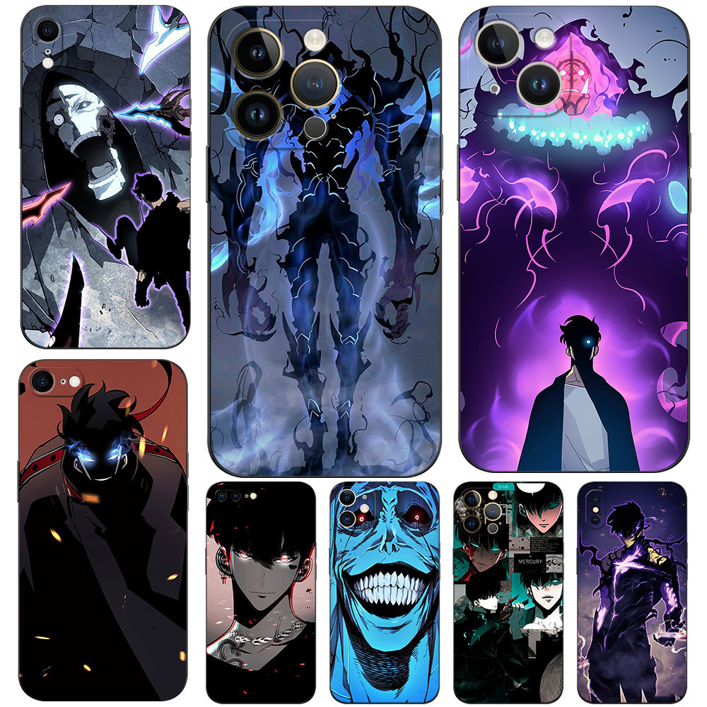 Capa Para iphone 13 mini 13 Pro Max Phone Back Cover Silicone Macio Preto Anime Solo Leveling