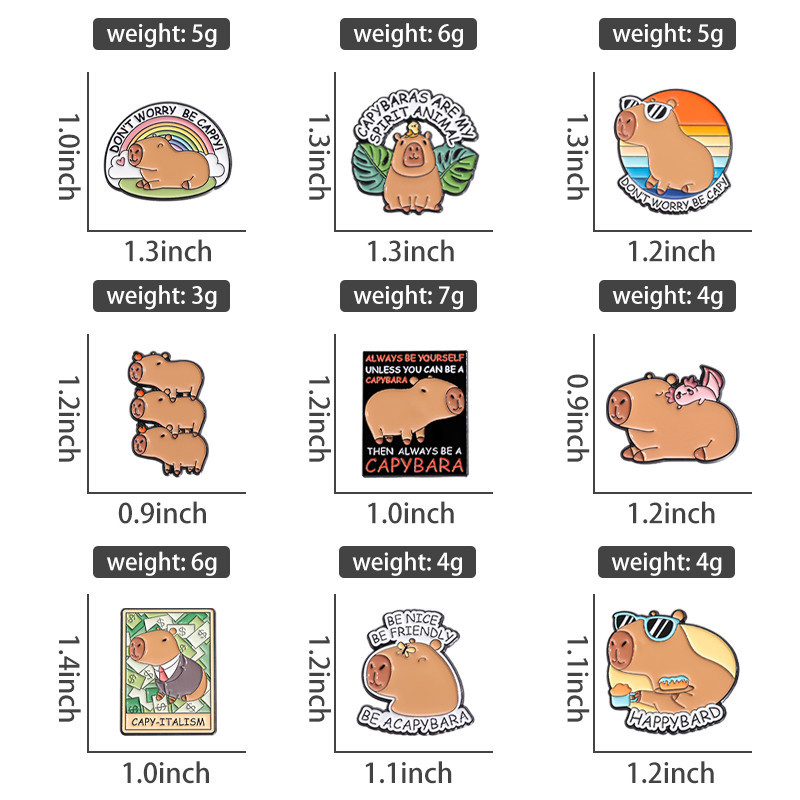 Bonito Desenho Animado Em Forma De Capybara Broche De Metal Animal Crachá Lapela Pin Jóias Acessórios Gift I.1006215031