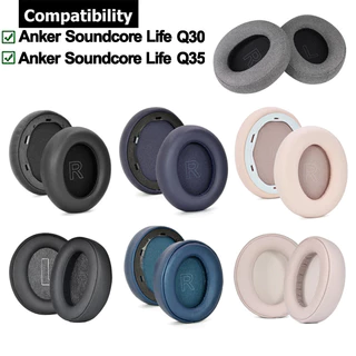 1 Almofada Para Fone De Ouvido De Par Anker Soundcore Life Q30 Q35 BT Sem Fio Esponja
