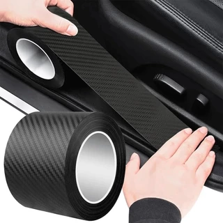 Adesivo 3D De Fibra De Carbono Para Carro DIY 1M/3M/5M/7M/10M 3cm/5cm/7cm/10cm Fita Protetora De Pasta Porta De Espelho Lateral Anti-Riscos Película À Prova D'água em Oferta na Shopee