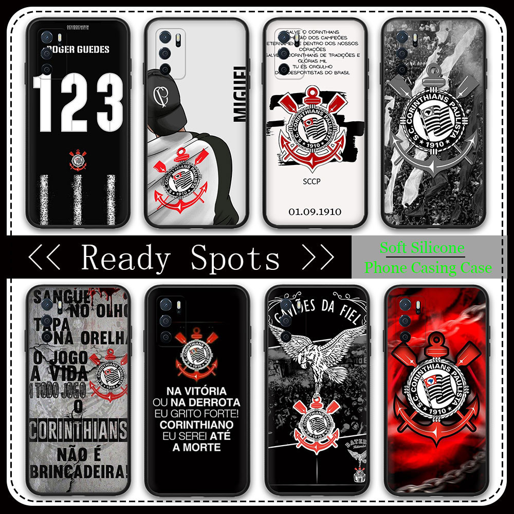 Capa Protetora De Telefone Samsung A05 A05S A15 A24 A34 Corinthians TPU Macia Preta
