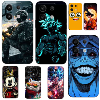 Para Xiaomi Redmi Nota 13 PRO 5G 4G Global Case Phone Cover tpu Preto Gatinho Guerreiro anime Tigre Desenho Animado