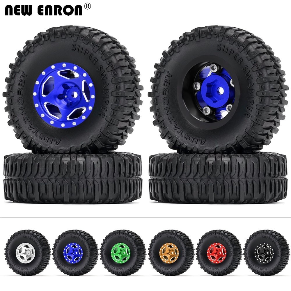 INJORA – Roues Beadlock 1.0 Et Pneus Micro Crawler – 4 Pièces – Pour Axial SCX24, Bronco, Gladiator – Bronze – Caoutchouc Souple