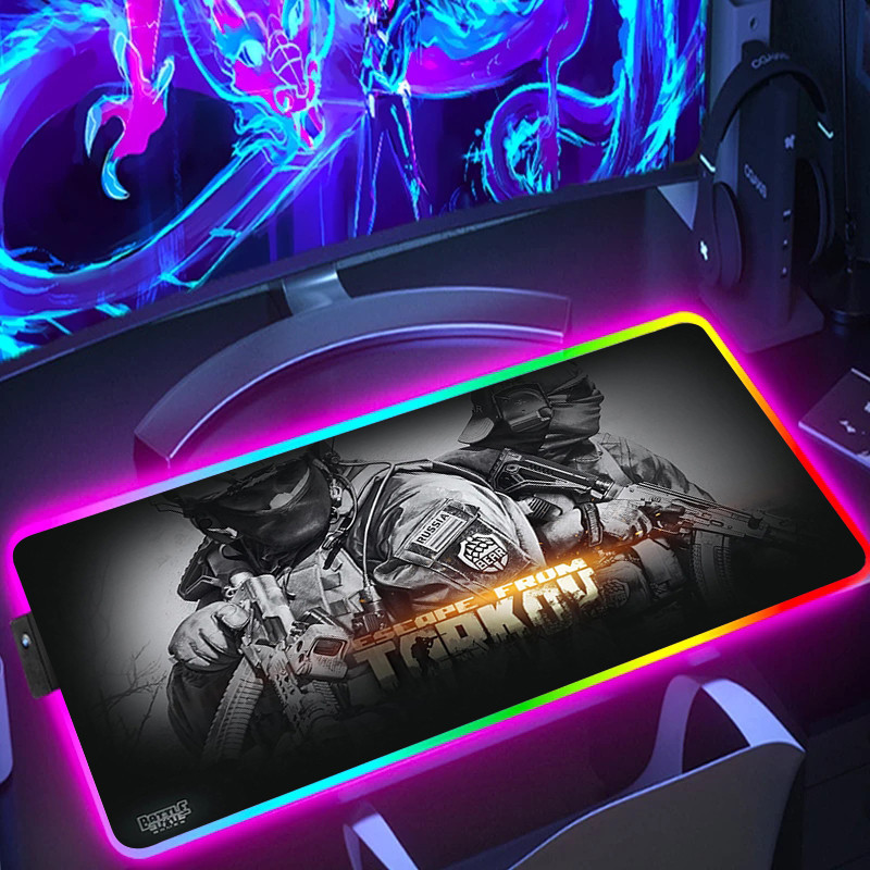 Rgb Mouse Pad Xxl Backlight Escape From Tarkov Protetor De Escrivaninha Pc Acessórios Mousepad Anime Gamer Teclado Retroiluminado