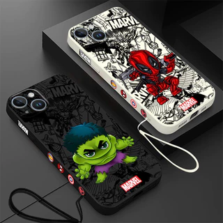 Estojo Quadrado De Silicone Líquido Para Iphone Marvel Hulk Xr 12 15 Pro Max 11 Xs 13 Mini X Se 14 Plus 7 8 Tpu Soft Cover Phone Straight