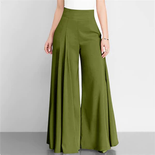 Moda Calça Preta Calça de Primavera Verão Verão Verão Outono Feminino Cor Sólida Calça de Cintura Alta Calça de Perna Larga Calça Casual