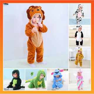 Recém-Nascido Meninas Meninos Desenho Animado Dinossauro Leão Pontos De Flanela Animal Manga Longa Rompers Baju Bayi Roupas Suaves Macacões Toddler