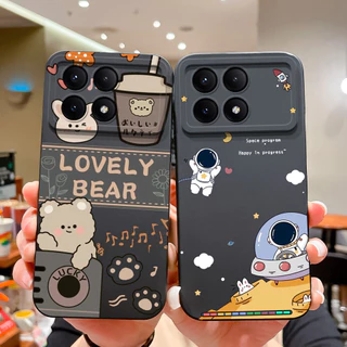 Para Xiaomi PocoX6 Poco X6 Pro X6 Caixa De Proteção Telefone De Astronauta Da Moda Capa De Silicone Macia Quadrada Durável A PocoX6 Bolsas Pára-Choques