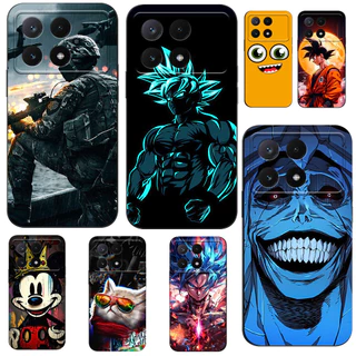 Estojo Para POCO X6 PRO REDMI K70E 5G Silicone Phone Back Cover Preto tpu Tigre De Desenho Animado anime Guerreiro Gato