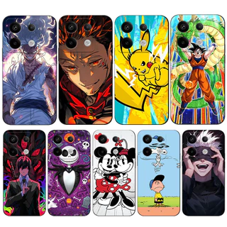 Estojo Para POCO X6 PRO Silicone Phone Back Cover Preto Cartoon Vibrante