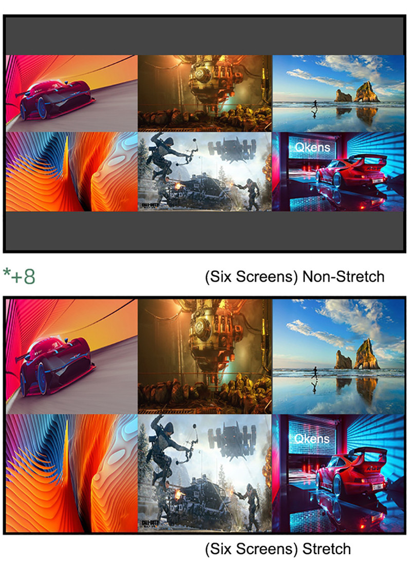 4K 1080P 6x1 HDMI Multiviewer 4x1 Quad Screen Multi-Visualizador ...