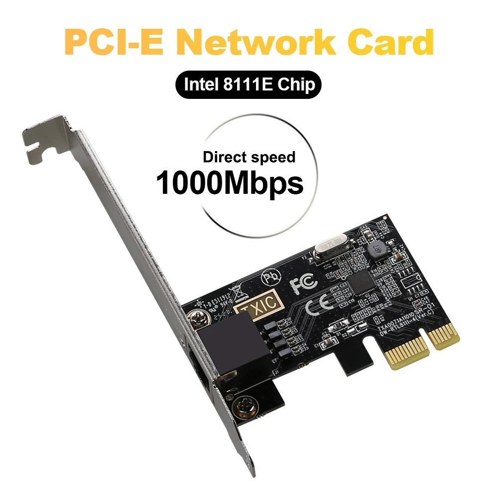 Placa De Rede PCIe Gigabit 1 Porta | Compatível Com Realtek RTL8111H | Perfil Baixo | TAA Compliant