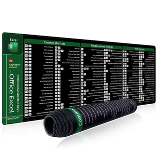 Excel Shortcuts Mouse Pad Grande Estendido De Escritório Tapete De Secretária Do Computador Big Keyboard Mousepad Com Base Antiderrapante De Borda