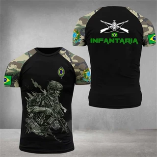 Impressão De Moda Camiseta Militar Brasileira Do Exército Para Homens De Verão De Manga Curta De Rua Cool Top