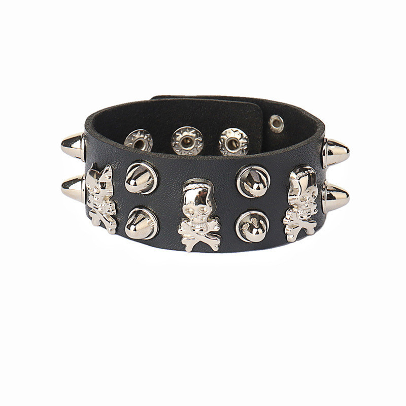 Pulseira Gótica Com Rebite Gótico Fivela Couro Pulseiras Para Homens ...