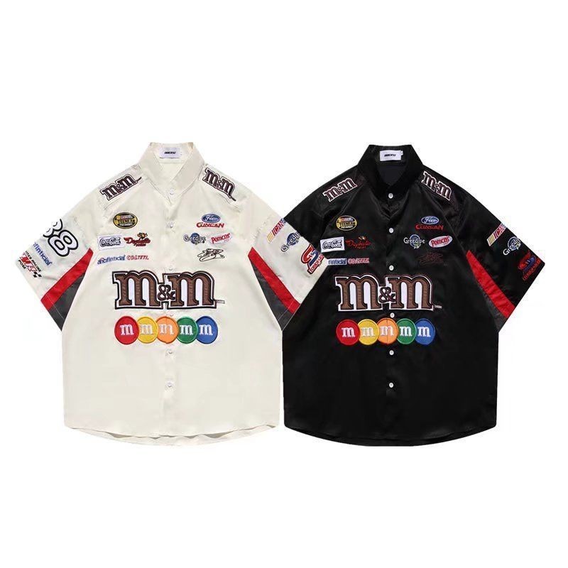 American Retro Hip Hop Racing Locomotive Polo Shirts Oversize Ruffian ...