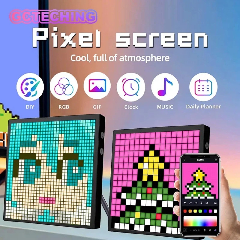 LED Inteligente Pixel Display Luz Noturna Controle De Aplicativo RGB ...