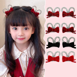 2PCS Princesa Veludo Laço Dupla Face Gira Grampos De Cabelo Para Meninas Acessórios Crianças
