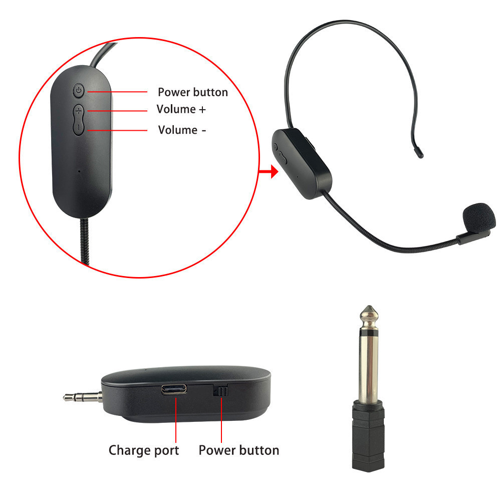 Profissional Head-mounted Headset 2.4Ghz Microfone Sem Fio Para ...