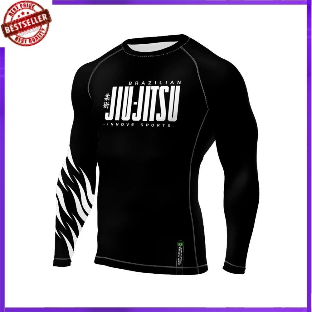Rash Guard Gold BJJ The Wave - Manga 3/4 Para Jiu Jitsu