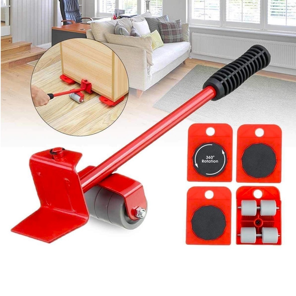 Aparelho Movedor Kit com 5 Jogos de Rodinhas Alavanca para Mover Móveis Eletrodomésticos Pesados