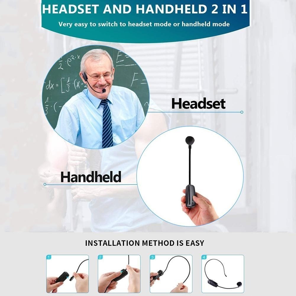 Profissional Head-mounted Headset 2.4Ghz Microfone Sem Fio Para ...