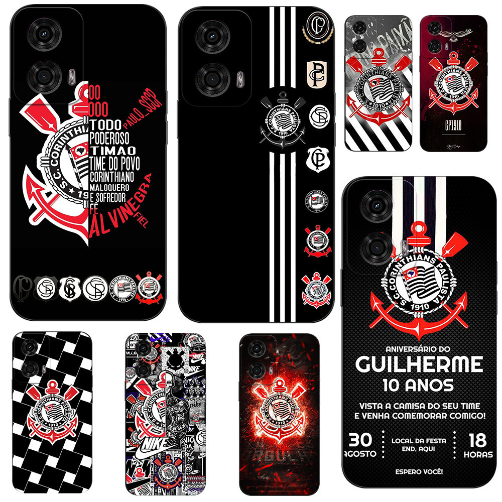 Capa De Silicone Macia Para Telefone Motorola MOTO G34 5G Preta Tpu Corinthians