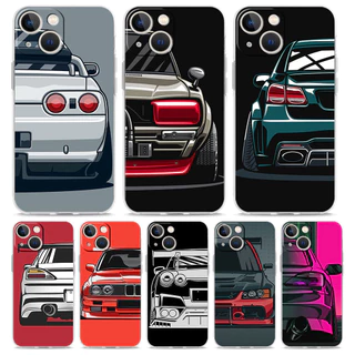 Capa De Luxo Transparente Para iPhone 15 14 13 12 11 Pro Max XS X XR 7 8 Plus À Prova De Choque Japão Caixa De Carro Esportivo JDM