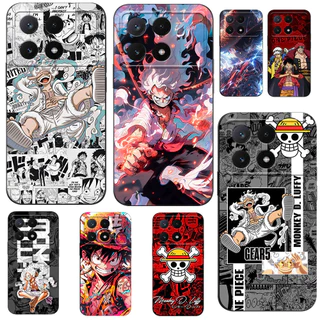 Estojo Para POCO X6 PRO REDMI K70E 5G Silicone Phone Back Cover Preto tpu ONE PIECE Monkey D . Luffy