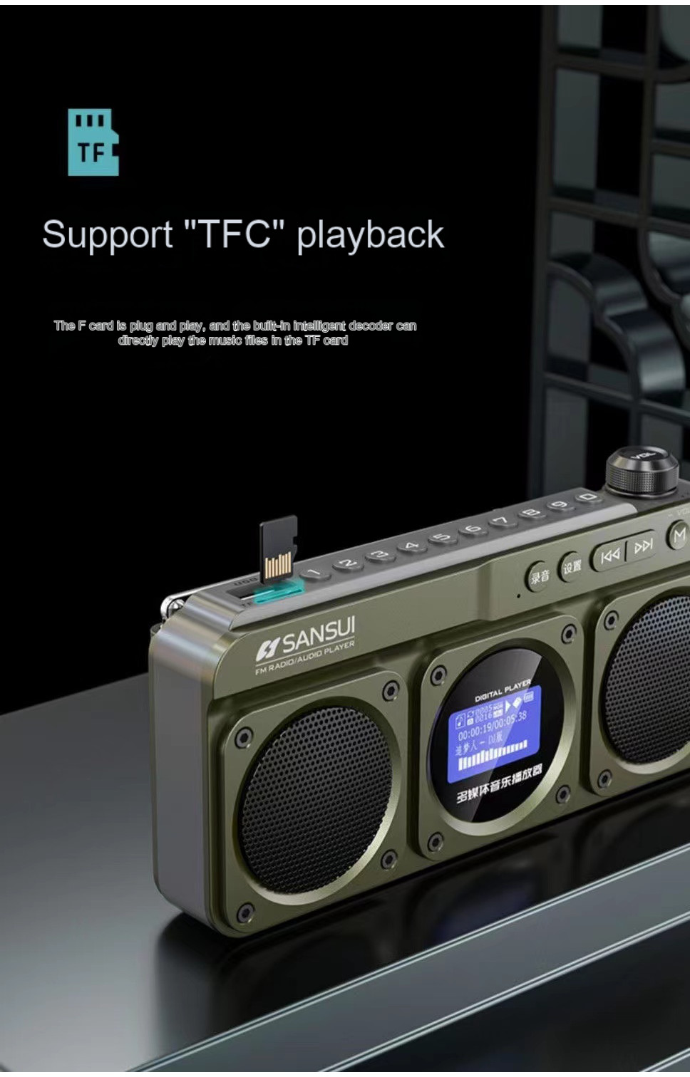 SANSUI F28 Rádio FM Portátil MP3 Walkman Cartão Externo Bluetooth