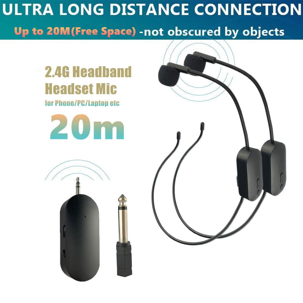 Profissional Head-mounted Headset 2.4Ghz Microfone Sem Fio Para ...