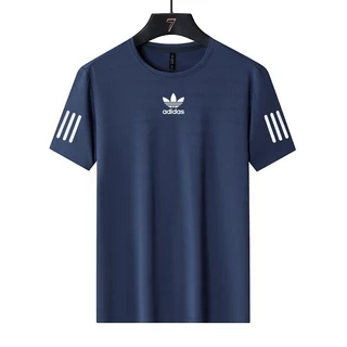 [M ~ 8XL Camiseta De Manga Curta Masculina De Tamanho Grande Seda Gelada Elástica Leve Para Transpiração Moda Esportiva Solta Top Fitness Esportes Ao Ar Livre