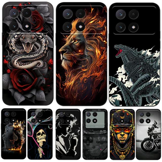 Estojo Para POCO X6 PRO REDMI K70E 5G Silicone Phone Back Cover Preto Telefone Série Diablo Snake Lion Godzilla