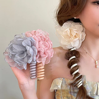 1PC Novas Flores Grandes E Adoráveis Espirais Elásticas De Cabelo Cabeça De Corda Com Anel De Borracha Para Crianças