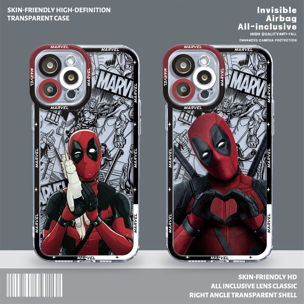 Caixa Macia Para Telefone Transparente Iphone Pro XR SE Max Plus Mini XS Marvel Interessante Capa Deadpool 15 14 11 13 12
