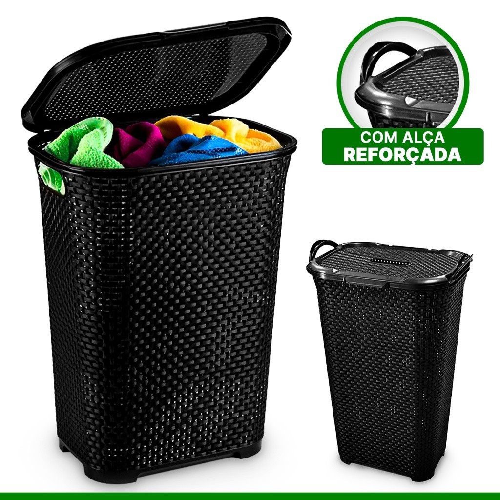 Cesto Rattan Com Tampa Basculada 24635 | Shopee Brasil