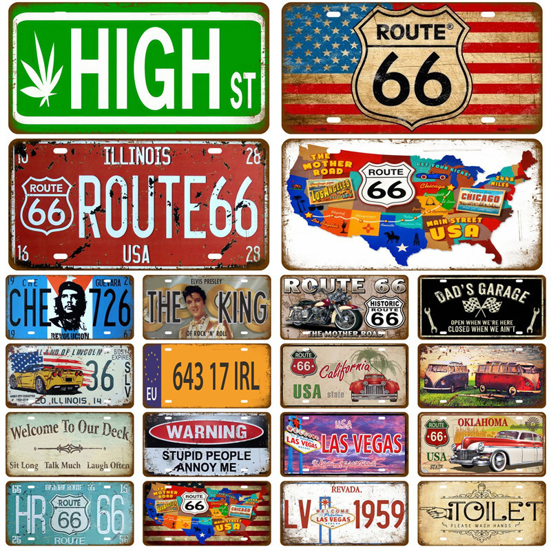 Rota 66 Placa De Metal Da Caverna Do Homem Vintage Cartaz Motocicleta