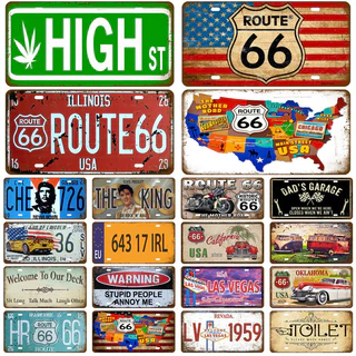 Rota 66 Placa De Metal Da Caverna Do Homem Vintage Cartaz Motocicleta
