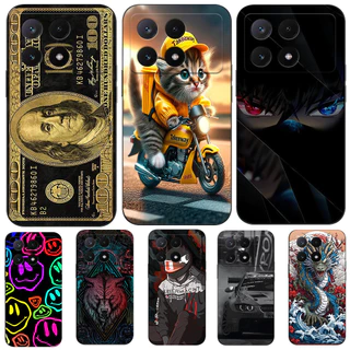 Estojo Para POCO X6 PRO REDMI K70E 5G Silicone Phone Back Cover Preto Gatos Bonitinhos