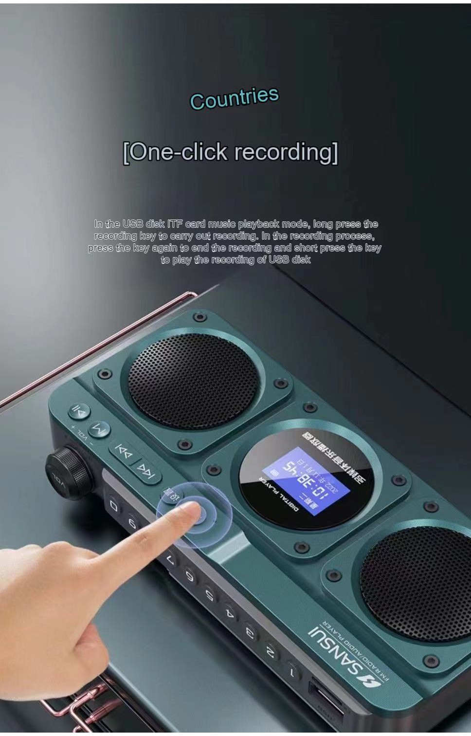 SANSUI F28 Rádio FM Portátil MP3 Walkman Cartão Externo Bluetooth